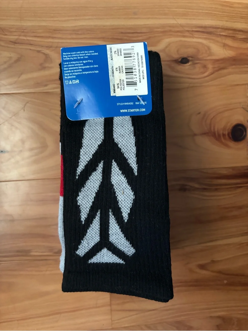 STARTER Boys' Crew Socks - Black & Red (3 Pack +1 Bonus)
